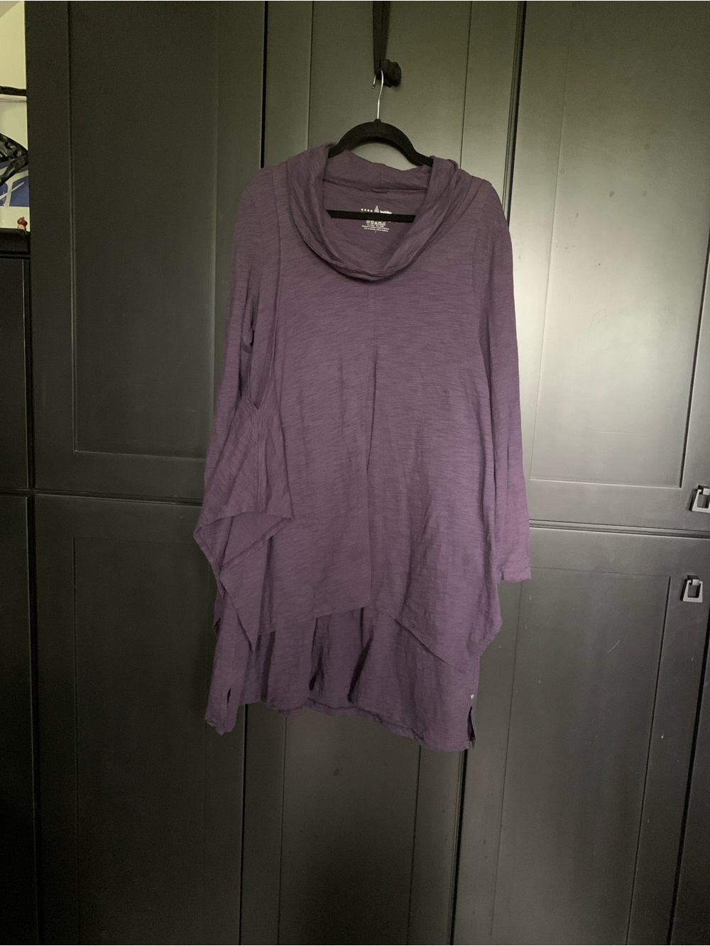 Neon Budda Purple Draped Cowl Neck Tunic Dress